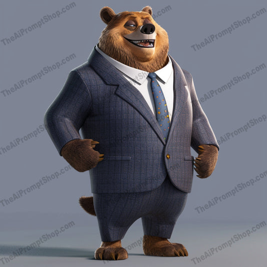 Anthropomorphic Animals in Suits AI MidJourney Image Prompt, 9017 Animals, midjourney, anthropomorphic, animals, suits, business attire, professional, creative, whimsical, bear, cat, rabbit, fox, character design, stylized, 3D, animation, cartoon, dressed up, fashion, unique, artistic, charming, Midjourney, Ai, Ai Image Prompt, Image Prompt, Prompt