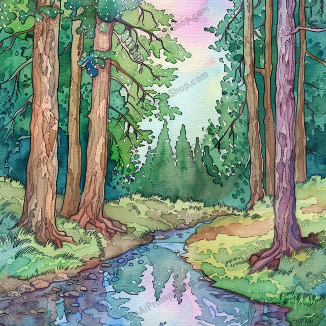 Forest Landscape Illustration AI MidJourney Image Prompt, 8691 Landscapes & Paintings, midjourney, forest, landscape, watercolor, illustration, nature, trees, river, serene, lush, greenery, enchanting, majestic, art, whimsical, vibrant, peaceful, scenic, natural, detailed, colorful, Midjourney, Ai, Ai Image Prompt, Image Prompt, Prompt