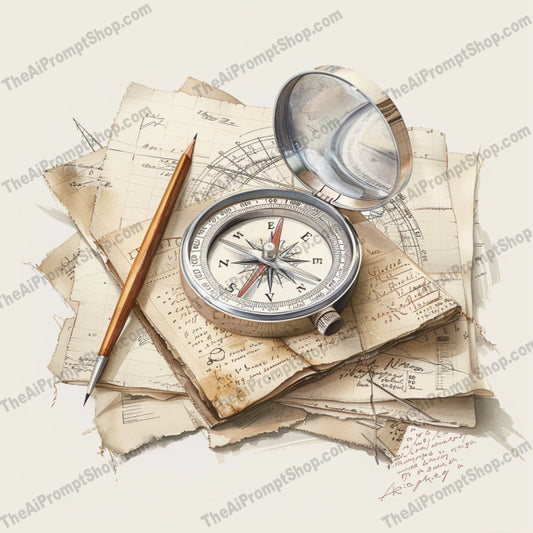 Vintage Science Equipment Illustration AI MidJourney Image Prompt, 8743 Mockups - Products, midjourney, vintage, science, equipment, illustration, telescope, microscope, compass, scientific, notations, old-world, charm, detailed, drawing, nostalgic, history, art, sketch, experiment, instrument, antique, Midjourney, Ai, Ai Image Prompt, Image Prompt, Prompt