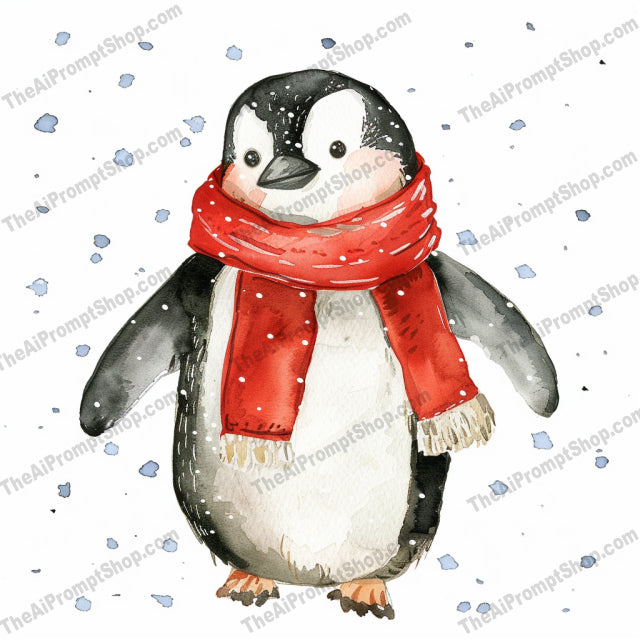 Winter Holiday Animal Illustration AI MidJourney Image Prompt, 8392Ai, Ai Image Prompt, animal, art, christmas, cute, decor, festive, greeting card, hand-drawn, holiday, Holidays, illustration, Image Prompt, midjourney, penguin, polar bear, Prompt, reindeer, santa hat, seasonal, snow, snowman, watercolor, whimsical, winter