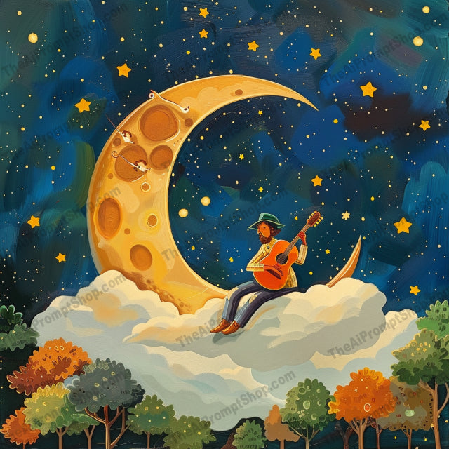 AI MidJourney Image Prompt, Celestial Whispers, 4938Celestial dreams, chat gpt, chat gpt prompts, chatgpt, chatgpt prompts, Dreamers in dusk, Ethereal bedtime, midjourney, Moon and stars, Moonlit dance, Night sky wonders, Nighttime serenity, Peaceful sky gazing, Playful lunar exploration, Starry night storytelling, Storybook Illustrations
