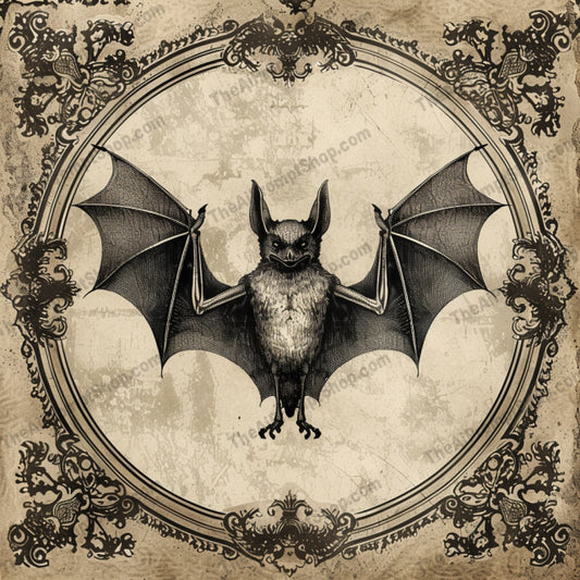 Vintage Animal Illustrations AI MidJourney Image Prompt, 8240aged texturemidjourney, antique, art collection, bat, classic, crow, decorative frame, detailed, elegant, gothic, intricate, mystique, ornate, retro, spider, vintage animal illustration, wolf