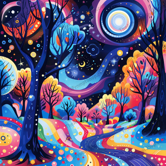Vibrant Cosmic Landscape AI MidJourney Image Prompt, 8430abstract, Ai, Ai Image Prompt, art, astral, celestial, colorful, cosmic, decor, dreamlike, enchanting, ethereal, fantasy, Image Prompt, imaginative, landscape, Landscapes & Paintings, midjourney, multiverse, mythical, nightscape, Prompt, psychedelic, surreal, vibrant, whimsical