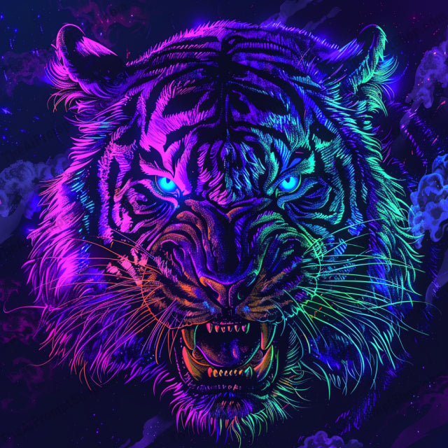 AI MidJourney Image Prompt, Neon Wilderness, 4861Abstract nature, chat gpt, chat gpt prompts, chatgpt, chatgpt prompts, Color splash, Digital neon portraits, Electric color palette, Ethereal creatures, Feral splendor, Fluorescent artistry, Glowing wilderness, Luminous beasts, midjourney, Neon animal art, Neon jungle, Psychedelic fauna, Radiant fur, Scary, Surreal predators, Vibrant wildlife, Wild energy