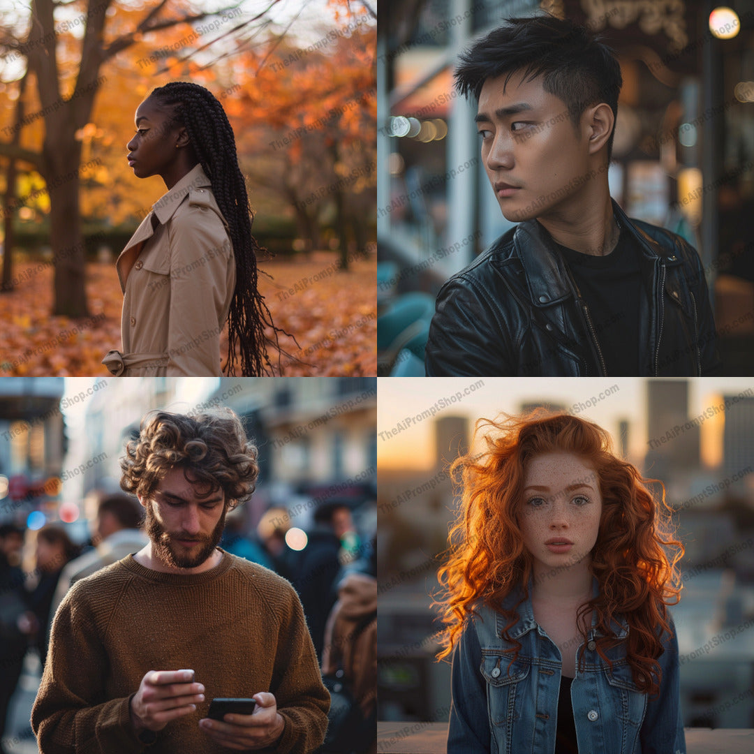 Seasonal Outdoor Portraits AI MidJourney Image Prompt, 8910 Portraits & People, midjourney, portrait, outdoor, autumn, fashion, style, natural light, scenic, diverse, individuality, warm tones, serene, inviting, golden hues, seasonal, beauty, natural beauty, tranquil, captivating, expression, vibes, Midjourney, Ai, Ai Image Prompt, Image Prompt, Prompt