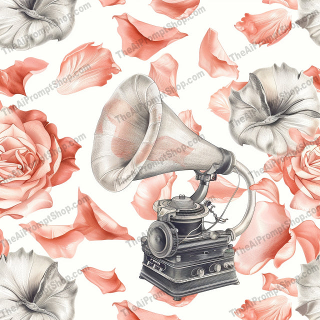 Vintage Elements with Floral Background AI MidJourney Image Prompt, 9470 Patterns & Wallpapers, midjourney, vintage, floral, clock, gramophone, bicycle, camera, sunflowers, roses, daisies, lavender, intricate, detailed, elegant, nostalgic, classic, fresh, aesthetic, decorative, artistic, stylish, Midjourney, Ai, Ai Image Prompt, Image Prompt, Prompt