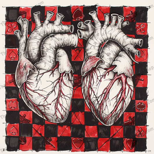 Surrealist Anatomy Art AI MidJourney Image Prompt, 8222abstract, anatomy art, brain, captivating, checkerboard, creative, detailed, dice, dominoes, exploration, eye, hands, heart, human organs, imaginative, patterns, surrealism, surrealist art, unexpected, unusualmidjourney, vivid colors