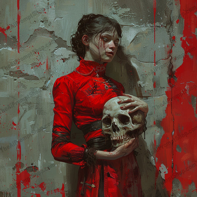 AI MidJourney Image Prompt, Crimson Elegy, 4868Ancient traditions, Brooding characters, chat gpt, chat gpt prompts, chatgpt, chatgpt prompts, Cloaked enigma, Cultish ceremony, Dark folklore, Dark renaissance, Enigmatic figures, Gothic elegance, Halloween inspirations, Medieval fantasy, midjourney, Mysterious sorcery, Mystical allure, Red and black aesthetic, Scary, Sinister fairy tales, Skull symbolism, Timeless gothic
