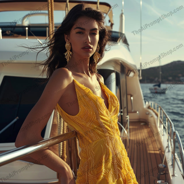 Stylish Yacht Fashion AI MidJourney Image Prompt, 9331 Portraits & People, midjourney, yacht fashion, luxury, elegance, stylish, sophistication, boat lifestyle, high-class, meticulously styled, refined attire, fashionable, chic, nautical, upscale, exclusive, model photography, yachting, luxurious, high-end fashion, accessories, dockside, Midjourney, Ai, Ai Image Prompt, Image Prompt, Prompt