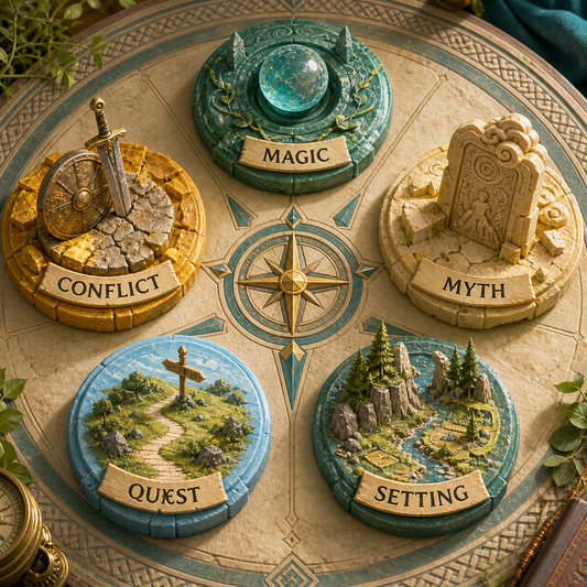 Illustrative overview of the writing areas covered by Fantasy Story Writing