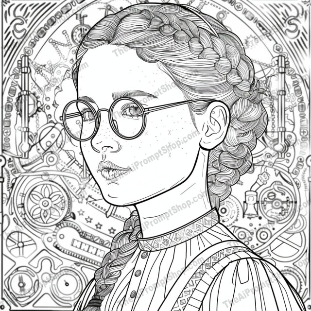 Steampunk Character Illustration AI MidJourney Image Prompt, 9649 Coloring Pages, midjourney, Steampunk, Illustration, Mechanical, Victorian Fashion, Gears, Cogs, Machinery, Detailed, Vintage, Retro, Fantasy, Science Fiction, Artwork, Line Art, Intricate, Engineering, Industrial, Clockwork, Mechanical Elements, Historic, Midjourney, Ai, Ai Image Prompt, Image Prompt, Prompt