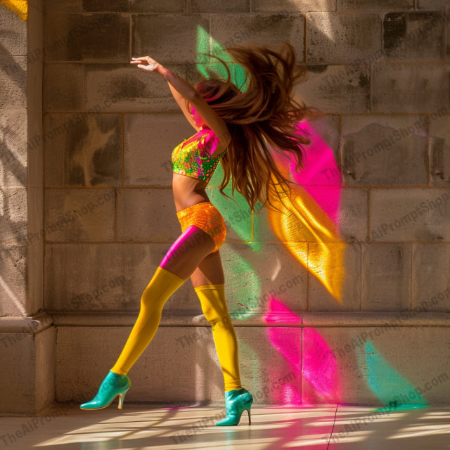 Elegant Ballet Dancer AI MidJourney Image Prompt, 9338 Portraits & People, midjourney, ballet, dancer, elegant, graceful, ballet pose, stage, light, shadow, dance, movement, performance, artistic, creative, theater, art, costume, fashion, tutu, pointed toes, ballet shoes, Midjourney, Ai, Ai Image Prompt, Image Prompt, Prompt