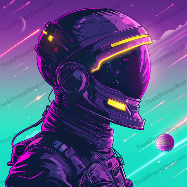 Futuristic Space Explorers and Cyborgs AI MidJourney Image Prompt, 8087astronaut art, bold art, cyberpunk style, cyborgs, dynamic compositions, futuristic art, high-tech designs, midjourney, modern decor, sci-fi enthusiasts, space adventure, space art, space explorers, tech-inspired decor, vibrant art