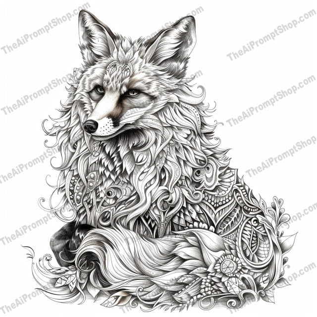 Intricate Animal Illustrations AI MidJourney Image Prompt, 9419 Coloring Pages, midjourney, intricate, animal, illustration, black and white, detailed, elaborate, art, design, patterns, textures, fox, lion, peacock, butterfly, nature, wildlife, artistic, decorative, elegant, beautiful, creative, sketch, drawing, Midjourney, Ai, Ai Image Prompt, Image Prompt, Prompt