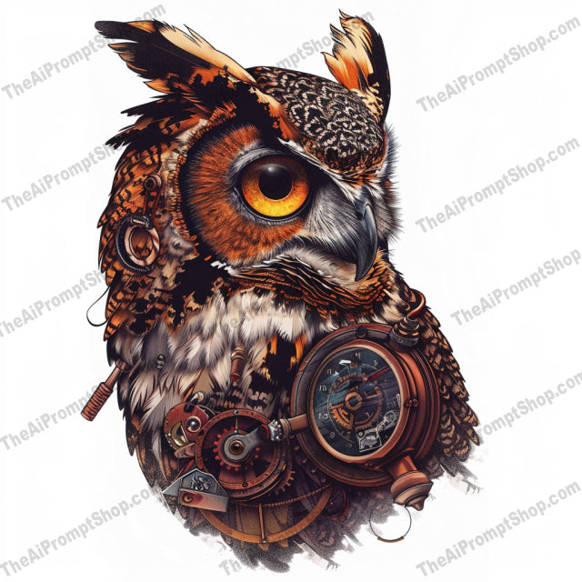 Steampunk Animal Art AI MidJourney Image Prompt, 9571 T Shirt Designs, midjourney, steampunk, animal art, mechanical, gears, intricate, nature, machinery, fox, lion, dragon, owl, detailed, illustration, fantasy, creative, unique, artistic, design, decor, cyber, vintage, Midjourney, Ai, Ai Image Prompt, Image Prompt, Prompt