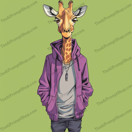 Stylish Animal Portrait Illustration AI MidJourney Image Prompt, 8199animal art, anthropomorphic illustration, character design, colorful background, contemporary illustration, creative designmidjourney, fashionable animal, hipster animal, modern art, modern decor, playful art, pop culture, streetwear, stylish animal, trendy, unique decor, vibrant art, whimsical fashion illustration