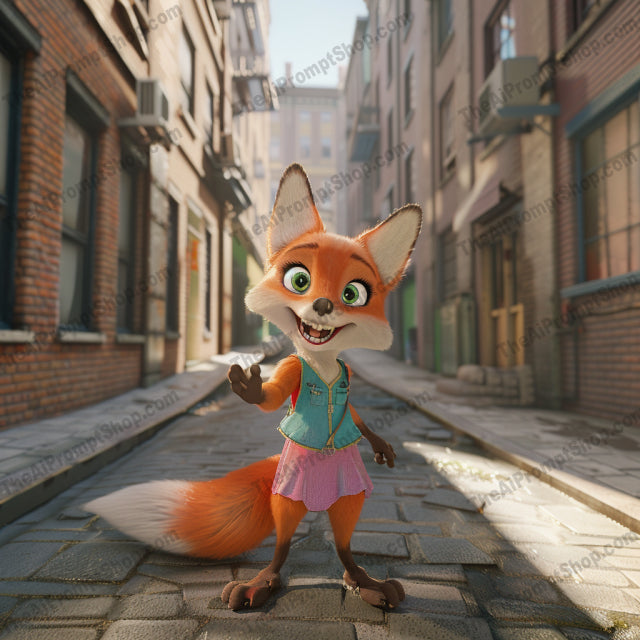 Charming Cartoon Animal Characters AI MidJourney Image Prompt, 9427 Animation & Cartoons, midjourney, cartoon, animals, urban, alleyway, fox, dog, rabbit, character design, animation, vibrant, children, playful, friendly, expressive, detailed, background, street, kids, digital art, fantasy, Midjourney, Ai, Ai Image Prompt, Image Prompt, Prompt