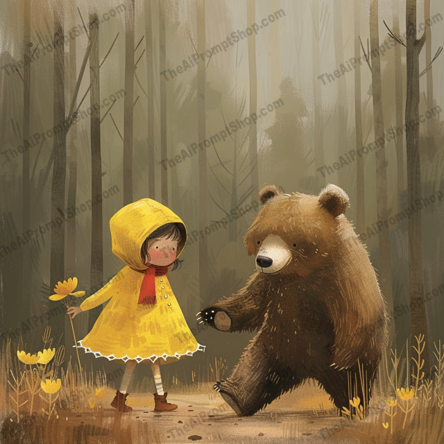AI MidJourney Image Prompt, Enchanted Woods, 4926Autumn whispers, chat gpt, chat gpt prompts, chatgpt, chatgpt prompts, Dappled light, Dreamy woodland, Fairytale inspiration, Forest encounters, Gentle giants, midjourney, Mystical silhouettes, Mythic charm, Soft earth tones, Storybook creatures, Storybook Illustrations