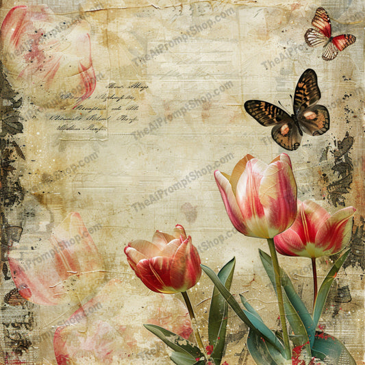 Vintage Botanical Art AI MidJourney Image Prompt, 8208butterflies, distressed, elegant, flora, flowers, garden, holly, illustrationmidjourney, nature, nostalgic, poinsettias, rustic decor, seasonal, sunflowers, timeless, tulips, vintage botanical art