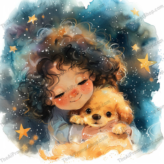 Whimsical Portrait Series AI MidJourney Image Prompt, 9671 Florals, midjourney, whimsical, portrait, celestial, dreamy, illustration, colorful, heartwarming, magical, art, fantasy, gentle, vibrant, background, galaxy, stars, nature, book, flowers, basket, puppy, Midjourney, Ai, Ai Image Prompt, Image Prompt, Prompt