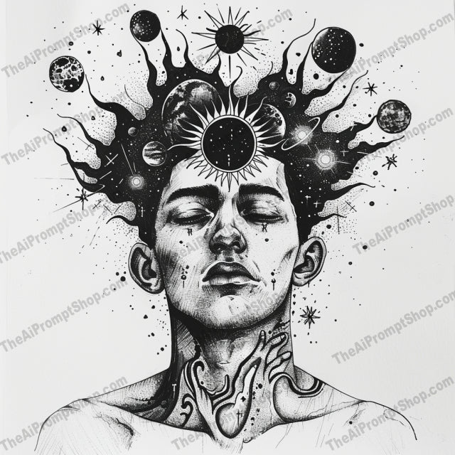 Surreal Cosmic and Nature Fusion Art AI MidJourney Image Prompt, 8690 Landscapes & Paintings, midjourney, surrealism, cosmic, nature, monochromatic, art, intricate, detailed, celestial, flora, fauna, dreamlike, visual, fusion, universe, space, imaginative, galaxy, abstract, beautiful, captivating, Midjourney, Ai, Ai Image Prompt, Image Prompt, Prompt