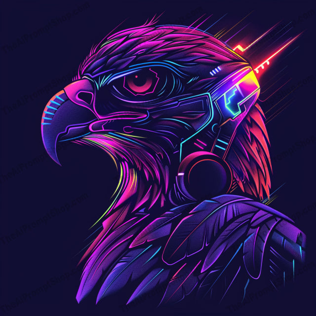 Futuristic Neon Animal AI MidJourney Image Prompt, 8162colorful, contemporary, cyberpunk, digital art, edgy, fantasy, futuristic neon animal, glowing, graphic, headphones, illuminated, intricate, midjourney, modern art, stylish, techno, urban, vibrant, visual art