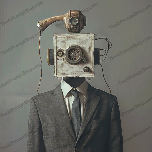 Surreal Portraits with Object Heads AI MidJourney Image Prompt, 8766 Animals, midjourney, surreal, portrait, whimsical, imaginative, vintage machinery, fishbowl, eyeball, red balloon, thought-provoking, unconventional, creative, artistic, fantasy, conceptual, whimsy, modern art, visual art, unique, bizarre, head replacement, Midjourney, Ai, Ai Image Prompt, Image Prompt, Prompt