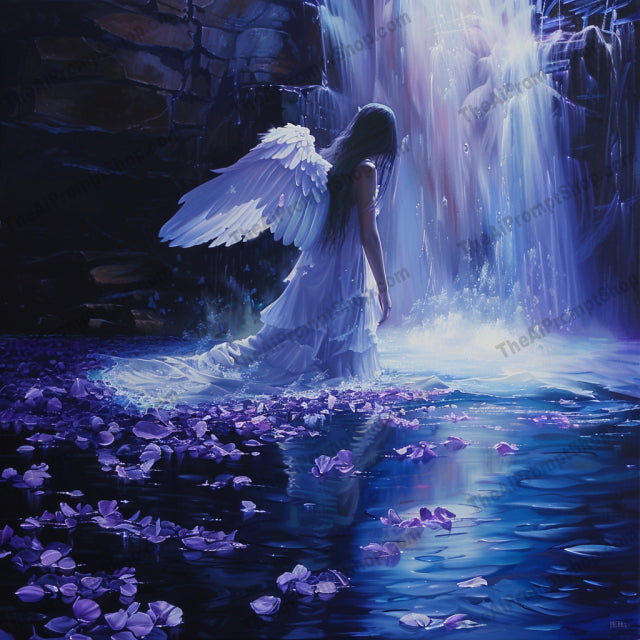 Ethereal Angel Art AI MidJourney Image Prompt, 8882 Character Art, midjourney, angel art, ethereal, fantasy art, serene setting, divine beings, mystical, intricate details, vibrant colors, celestial, water lilies, roses, moonlit night, waterfall, spiritual, tranquil, winged figures, heavenly, nature, emotional, imaginative, Midjourney, Ai, Ai Image Prompt, Image Prompt, Prompt