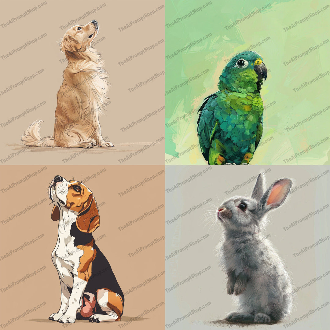 Cute Animal Portraits AI MidJourney Image Prompt, 9306 Animals, midjourney, animal art, digital drawing, pet portrait, cute animals, animal lover, artistic animal, furry friend, pet illustration, animal character, animal sketch, animal painting, animal décor, digital painting, wildlife art, pet art, cute pet, domestic animals, nature illustration, animal drawing, animal expression, Midjourney, Ai, Ai Image Prompt, Image Prompt, Prompt
