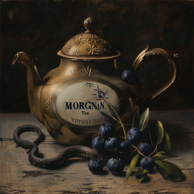 Vintage Still Life with Mysterious Objects AI MidJourney Image Prompt, 9669 Fantasy, midjourney, vintage, still life, mysterious, clock, teapot, crow, botanicals, dark, moody, artistic, intriguing, timeless, classic, old-fashioned, antique, fruits, branches, reflection, secrets, hourglass, butterfly, Midjourney, Ai, Ai Image Prompt, Image Prompt, Prompt