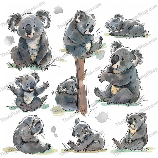 Cute Baby Animals Digital Art AI MidJourney Image Prompt, 8426adorable, Ai, Ai Image Prompt, animal drawings, Animals, artwork, baby animals, cartoon animals, charming, children's illustration, cute animals, cute elephants, digital art, hand-drawn, illustration, Image Prompt, kids art, koalas, lovable art, midjourney, nursery decor, playful animals, Prompt, red pandas, tiger cubs, whimsical art
