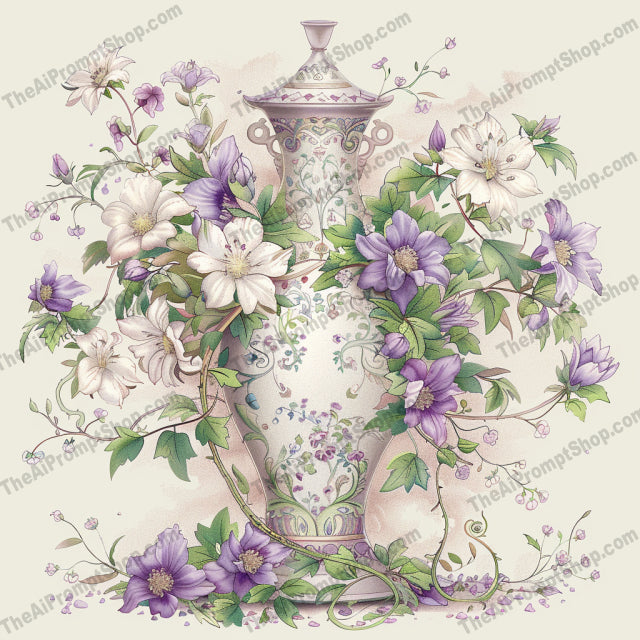 Elegant Vintage Porcelain AI MidJourney Image Prompt, 8171aesthetic, antique, artwork, beautiful, charm, classic, classical, craftsmanship, delicate, design, elegant, floral, intricate, ornatemidjourney, pattern, soft colors, sophisticated, timeless, vintage porcelain