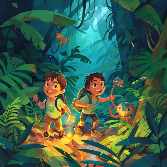 AI MidJourney Image Prompt, Jungle Whispers and Wonders, 4945Adventurous kids, Aquatic marvels, Bioluminescent mysteries, chat gpt, chat gpt prompts, chatgpt, chatgpt prompts, Dinosaur fascination, Exploratory awe, Hidden artifacts, Jungle treasures, Lush wilderness, midjourney, Prehistoric discoveries, Storybook Illustrations, Submerged fantasies