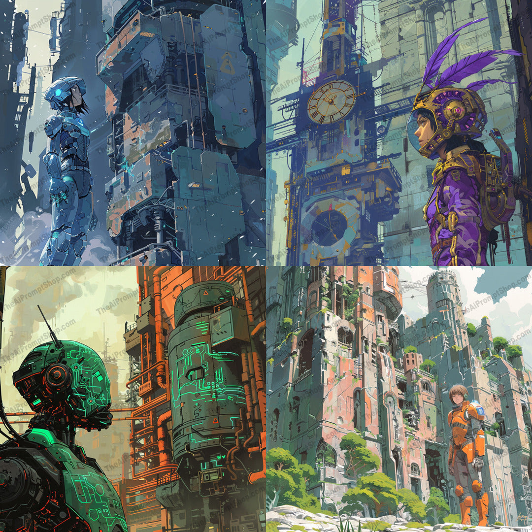 Futuristic Characters and Cityscapes AI MidJourney Image Prompt, 9327 Character Art, midjourney, futuristic, characters, cityscapes, digital art, advanced technology, mechanical designs, urban environment, high-tech suits, futuristic world, science fiction, robotics, innovative architecture, futuristic buildings, cyberpunk, artistic illustration, dystopian, sci-fi character, tech gear, modern art, digital painting, Midjourney, Ai, Ai Image Prompt, Image Prompt, Prompt