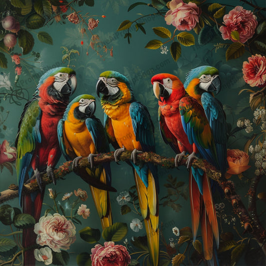 AI MidJourney Image Prompt, Vibrant Fauna Tapestry, 4765Botanical and avian art fusion, chat gpt, chat gpt prompts, chatgpt, chatgpt prompts, Detailed floral motif, Exotic bird depiction, High-contrast color palette, Intricate feather rendering, Lush garden ambiance, midjourney, Opulent nature-inspired scenes, Patterns & Wallpapers, Rich texture illustration, Saturated hues composition, Vivid botanical backdrop