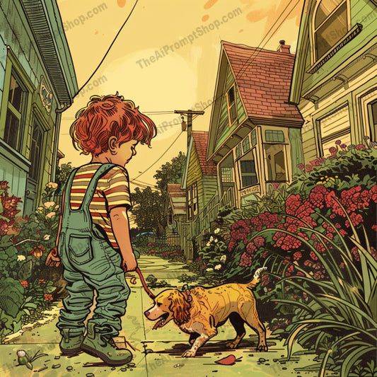 Nostalgic Childhood Adventures AI MidJourney Image Prompt, 8031AI image prompts, artistic creativity, artistic inspiration, childhood memories, colorful storytelling, creative prompts, dynamic scenes, everyday adventures, growing up, heartwarming visuals, kids at play, midjourney, neighborhood adventures, nostalgic childhood, nostalgic visuals, outdoor fun, playful scenes, retro childhood, storytelling art, suburban life, summer days, vibrant art, youthful moments