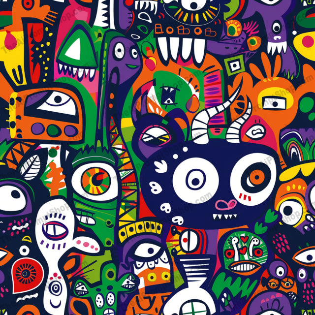 Vibrant Cartoon Style Art AI MidJourney Image Prompt, 8220art, bold, cartoon, characters, colorful, contemporary, creatures, decor, design, energetic, expressive, funmidjourney, modern art, playful, quirky, robots, skeletons, vibrant, whimsical, witches