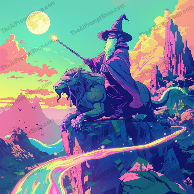 Illustrative Fantasy and Sci-Fi Artwork AI MidJourney Image Prompt, 8385adventure, Ai, Ai Image Prompt, astronaut, colorful, creative, digital art, dragon, Fantasy, futuristic, illustration, Image Prompt, imaginative, knight, magic, midjourney, mythical, Prompt, retro, robotic creature, sci-fi, sea serpent, spaceship, vibrant, whimsical, wizard