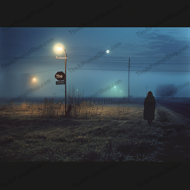 Mysterious Night Walk AI MidJourney Image Prompt, 8898 Animation & Cartoons, midjourney, mystery, night, solitude, lone figure, darkness, rain, urban, railway, mist, fog, nostalgia, intrigue, silhouette, lamp post, street, abandoned, moody, eerie, quiet, contemplative, Midjourney, Ai, Ai Image Prompt, Image Prompt, Prompt