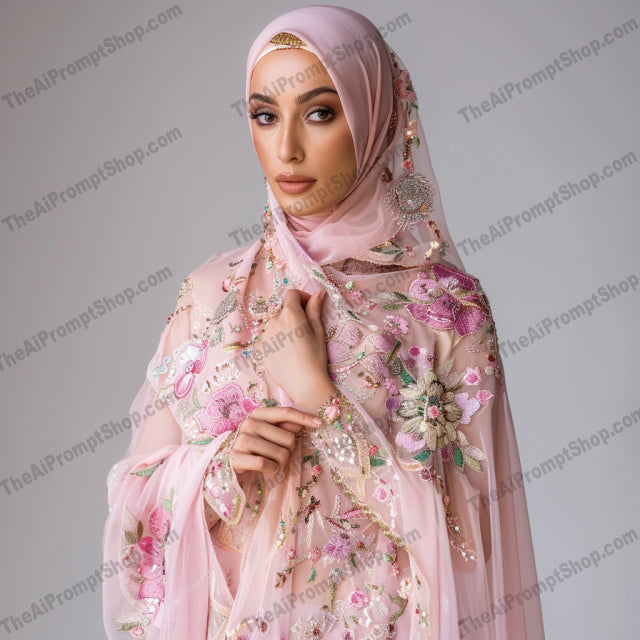 Elegant Hijabi Fashion Styles AI MidJourney Image Prompt, 8466accessories, Ai, Ai Image Prompt, chic, clothing, contemporary, couture, culture, design, elegance, embroidered, fabric, fashion, fashionista, grace, hijab, Image Prompt, luxury, midjourney, modesty, Portraits & People, Prompt, style, textiles, traditional, women