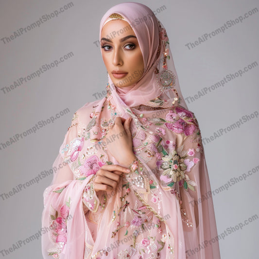 Elegant Hijabi Fashion Styles AI MidJourney Image Prompt, 8466accessories, Ai, Ai Image Prompt, chic, clothing, contemporary, couture, culture, design, elegance, embroidered, fabric, fashion, fashionista, grace, hijab, Image Prompt, luxury, midjourney, modesty, Portraits & People, Prompt, style, textiles, traditional, women