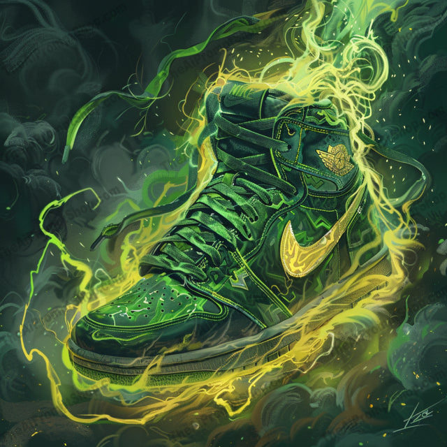 Glowing Sneakers Art AI MidJourney Image Prompt, 9464 Clothing, Fashion & Accessories, midjourney, sneakers, glowing, futuristic, modern art, neon lights, dynamic, fashion, footwear, graphic design, vibrant colors, energy, sneaker art, modern fashion, illuminated sneakers, artistic rendering, bright lights, stylized footwear, futuristic art, contemporary design, neon art, Midjourney, Ai, Ai Image Prompt, Image Prompt, Prompt