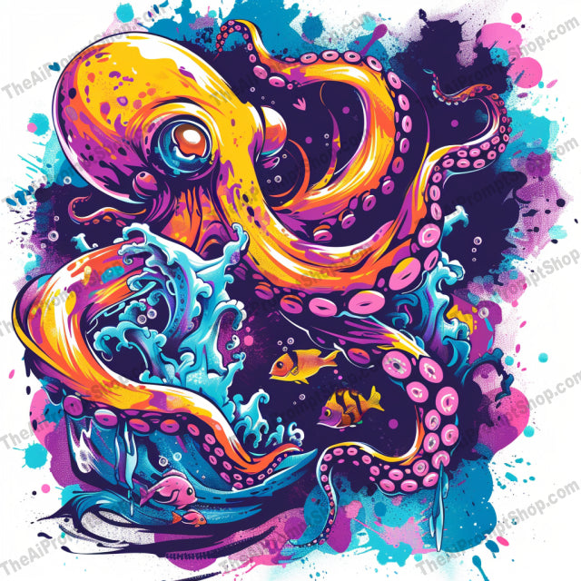 Colorful Dynamic Art AI MidJourney Image Prompt, 9365 T Shirt Designs, midjourney, vibrant, dynamic, colorful, bold outlines, energetic splashes, creativity, playful, whimsical, imaginative, characters, art, design, artistic, expressive, lively, cartoon, fun, bright, quirky, unique, Midjourney, Ai, Ai Image Prompt, Image Prompt, Prompt