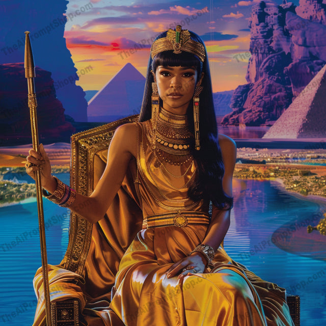 Legendary Queens and Warriors Art AI MidJourney Image Prompt, 8089Egyptian art, elegant art, empowering art, epic art, Greek mythology, historical queens, history-inspired art, medieval art, midjourney, mythical figures, powerful decor, powerful women, regal portraits, warrior queens