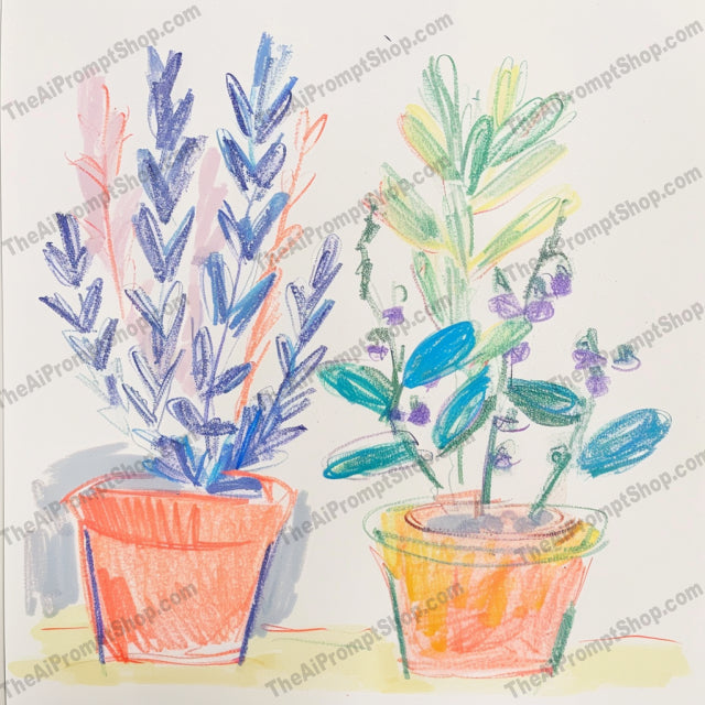 Vibrant Potted Plants Art AI MidJourney Image Prompt, 9609 — A vibrant and colorful single image of various potted plants — product preview image 4