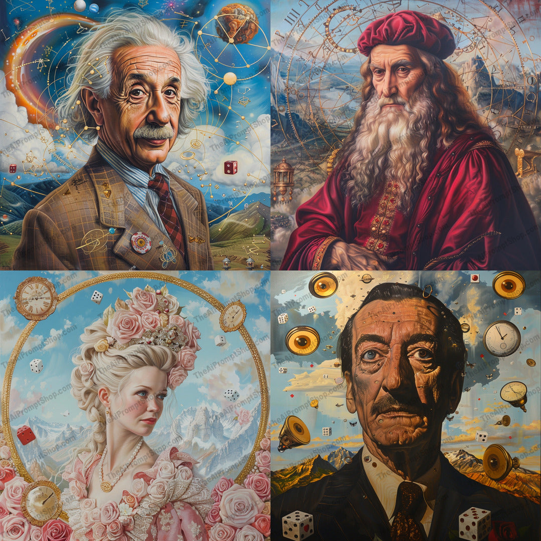 Historical Icons Art AI MidJourney Image Prompt, 8886 Isometrics & Icons, midjourney, historical, icons, art, surreal, portrait, intricate, fantasy, creativity, detailed, vintage, modern, famous, figures, timeless, classics, character, artistry, imaginative, masterpiece, symbol, legacy, Midjourney, Ai, Ai Image Prompt, Image Prompt, Prompt
