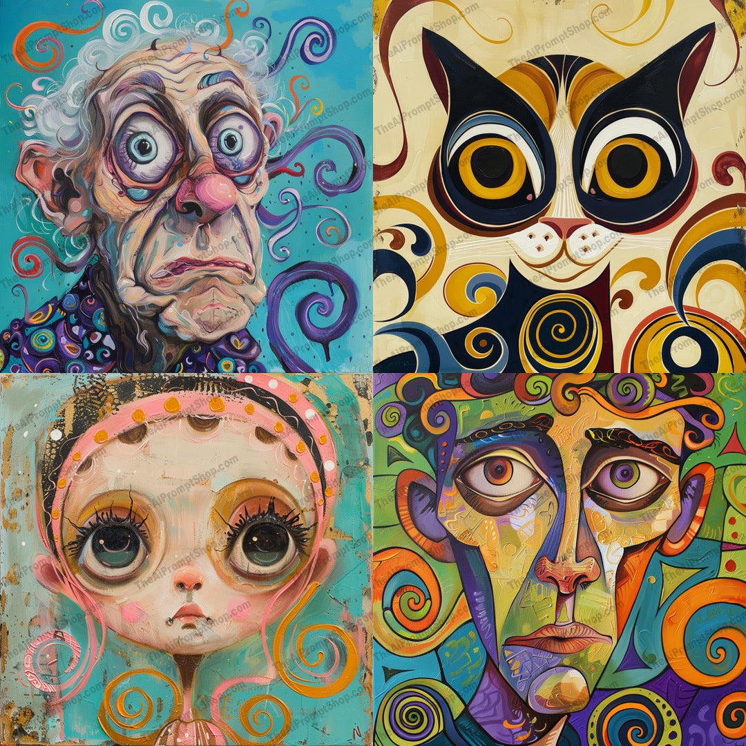Whimsical Abstract Art AI MidJourney Image Prompt, 9349 Portraits & People, midjourney, abstract, whimsical, vibrant, colorful, fantasy, imaginative, art, swirls, design, playful, vivid, decorative, creative, eye-catching, unique, fantastical, modern art, patterns, expressive, visual art, Midjourney, Ai, Ai Image Prompt, Image Prompt, Prompt