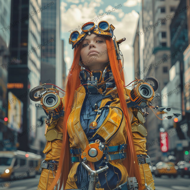 Futuristic Cyborg in Urban Setting AI MidJourney Image Prompt, 9386 Futuristic, midjourney, futuristic, cyborg, urban, technology, futuristic fashion, metallic, vibrant colors, cyberpunk, cityscape, robotic, sci-fi, high-tech, advanced design, cybernetic, urban fashion, futuristic design, techwear, futuristic art, digital era, urban tech, Midjourney, Ai, Ai Image Prompt, Image Prompt, Prompt