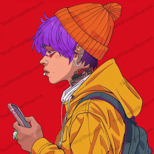Trendy Character Art AI MidJourney Image Prompt, 8664accessories, Ai, Ai Image Prompt, artistic, bold, Character Art, colorful, contemporary, creative, edgy, expressive, fashion, Image Prompt, individuality, midjourney, modern, personality, Prompt, street style, trendy, trendy style, unique design, urban, vibrant colors, youth culture