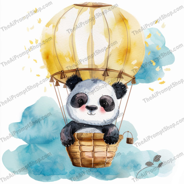 Cute Animals Flying in Hot Air Balloons AI MidJourney Image Prompt, 9438 Storybook Illustrations, midjourney, cute, animals, hot air balloons, fox, rabbit, elephant, panda, watercolor, whimsical, adorable, flying, clouds, dreamy, gentle, soft colors, pastel, illustration, sky, children, nursery, fantasy, Midjourney, Ai, Ai Image Prompt, Image Prompt, Prompt